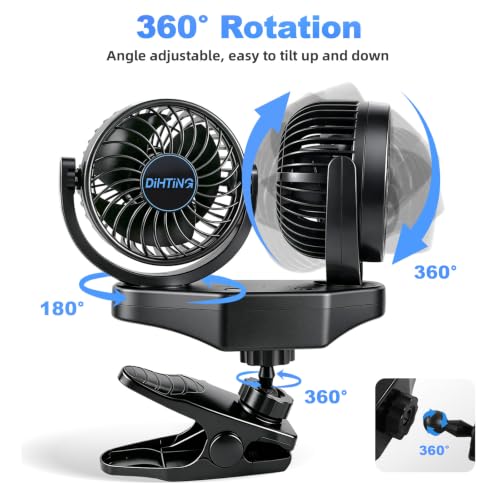 6000mAh Dual Head Car Fan with 360° Adjustable Clip - Back Seat Cooling (Variation 1)