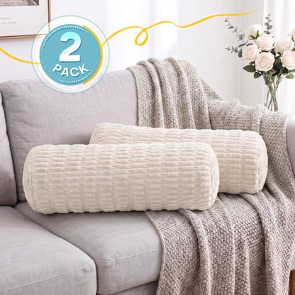 Memory Foam Body Pillow Set - Off-White 24 x 7.87 Inch Support Cushions