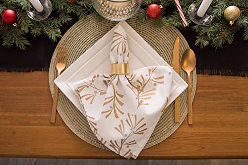 Holiday Christmas Table Linen Napkin Set - Gold Holly Leaves, 20x20, 6 Pieces Variation of THIS listing