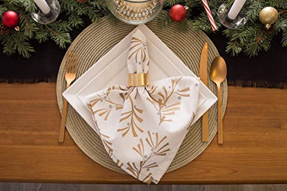 Holiday Christmas Table Linen Napkin Set - Gold Holly Leaves, 20x20, 6 Pieces Variation of THIS listing