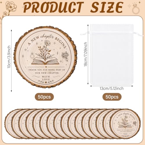Wedding Coasters Set with Gift Bags for Guests - 50 Pieces