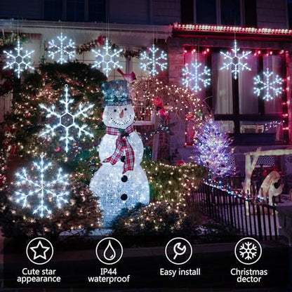 Blue Christmas Window Snowflake Lights - 8 Pcs with Remote Control
