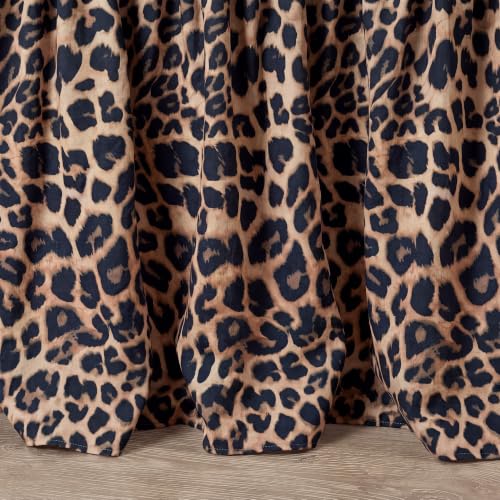 20 Inch Leopard Cheetah Print Bed Skirt with Ruffle & Elastic Fit - Variation 75x54