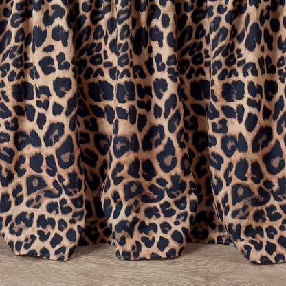 20 Inch Leopard Cheetah Print Bed Skirt with Ruffle & Elastic Fit - Variation 75x54