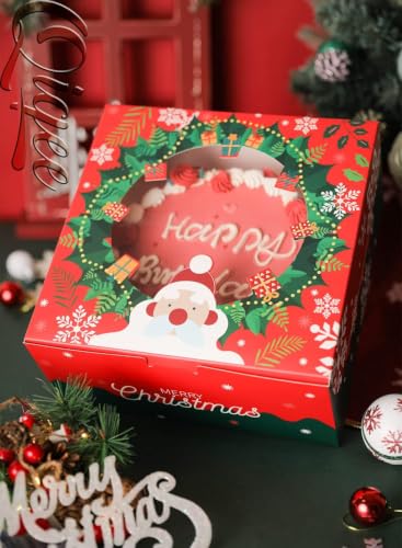 Christmas 10x10x5 Cake Box with Window - 18 Sets, Santa Cake Boards, 10 Inch Containers - Variation of THIS listing