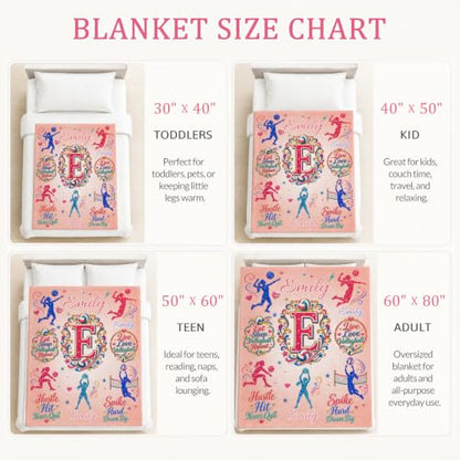 Custom Volleyball Blanket for Girls - Yellow Personalizable Gift