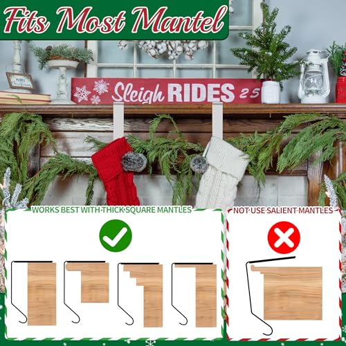 Christmas Stocking Holders Metal-Silver 4 Pack Fireplace Mantel Hangers