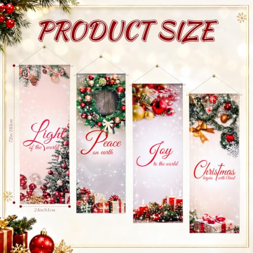 Christmas Church Banners Set - Sacred Scripture Sanctuary Wall Decor, 6 Pieces with Variation Christmas and Hole