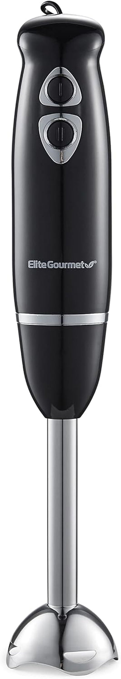 Elite Gourmet Immersion Hand Blender - 500 Watts, 2-Speed, Stainless Steel Blades | Perfect for Smoothies, Baby Food, Soup - Black