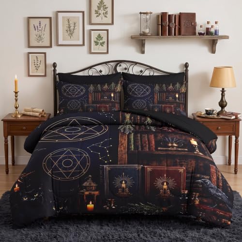 Gothic Witch Queen Size Comforter Set - Soft Cozy Bedding with Pillowcases & Shams