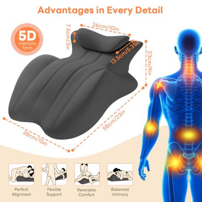 Dark Gray Memory Foam Wedge Pillow for Reading and Support - Intimacy Positioning Pillow