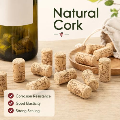 200 Pack Natural Corks for Wine Bottles 7/8" x 1 3/4" Bulk Craft Corks