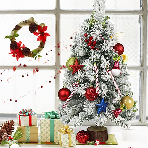 Mini Flocked Christmas Tree - 2 Ft Green Snow Frost Tabletop Holiday Decor