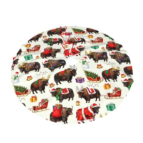 Highland Cow Christmas Tree Skirt 30 Inches Holiday Decor - Christams Highland Cow / 30"