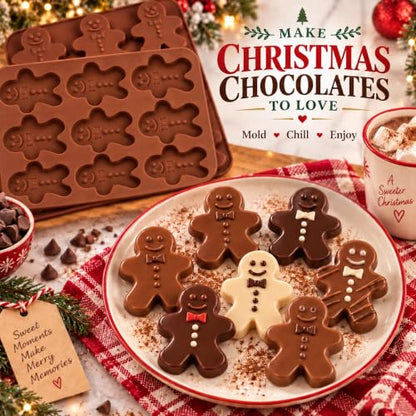 Food-Grade Silicone Gingerbread Man Mold for Holiday Baking - Non-Stick, 9 Cavities