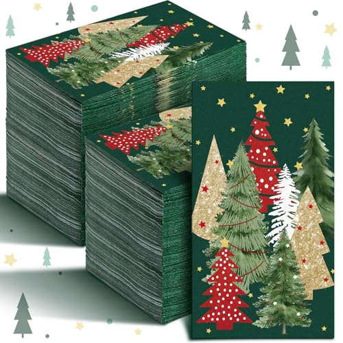 Christmas Tree Napkins Bulk 200 Pieces Holiday Disposable Paper Towels