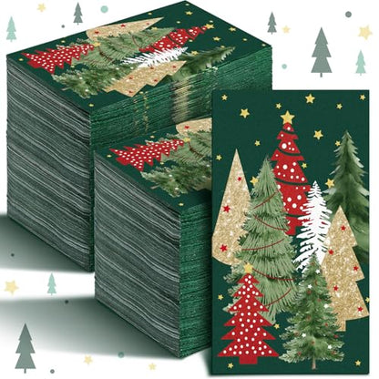 Christmas Tree Napkins Bulk 200 Pieces Holiday Disposable Paper Towels