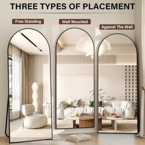 Full Length Arched Floor Mirror 71x26 Black Frame for Bedroom & Home Decor