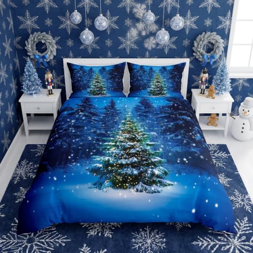 Christmas Tree Bedding Duvet Cover Queen Size Santa Scene Microfiber Quilt Cover Pattern 10