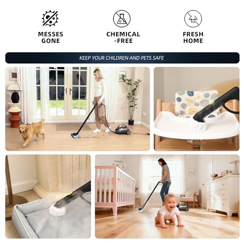 Heavy-Duty Steam Cleaner for Home Black 1500W High Pressure with 22 Accessories