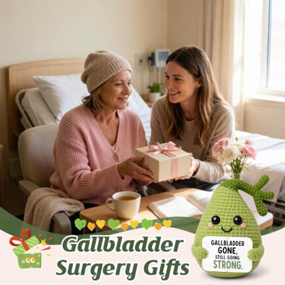 Gallbladder Surgery Removal Gifts - Handmade Crochet Plush with Encouragement Card - Recovery Get Well Soon Gift for Women Men