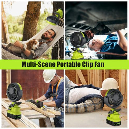 Cordless Battery Powered Fan for Ryobi 18V with LED Light - 1 Pack