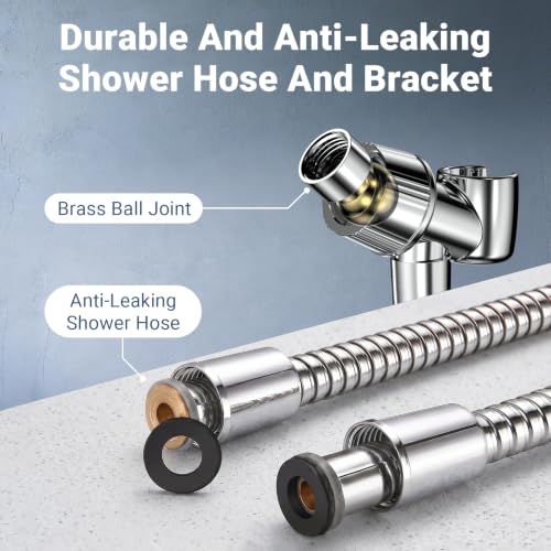 Handheld Shower Head with High Pressure & Adjustable 59-Inch Hose