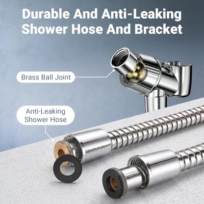 Handheld Shower Head with High Pressure & Adjustable 59-Inch Hose