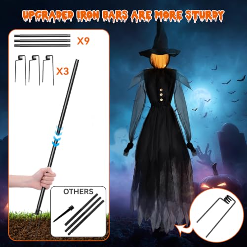Halloween Outdoor Decorations Glowing Witches Set of 3 - Black Variation