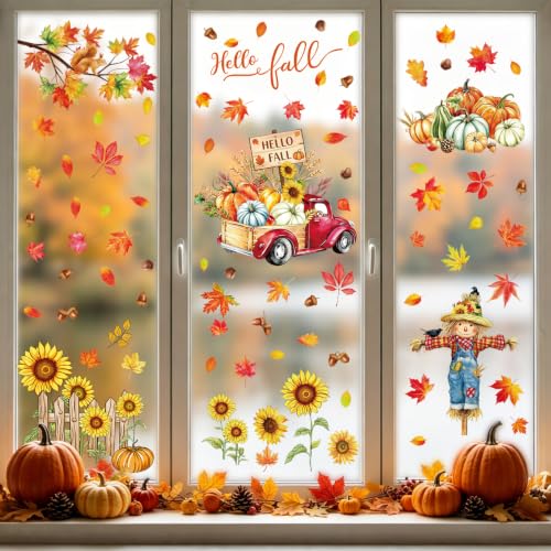91PCS Fall Window Stickers for Glass Windows - Fall-C
