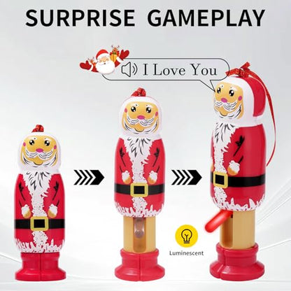 Funny Santa Christmas Ornament - Naughty Stretchable Santa Claus Pendant with Lights & Voice - Santa Claus Variation
