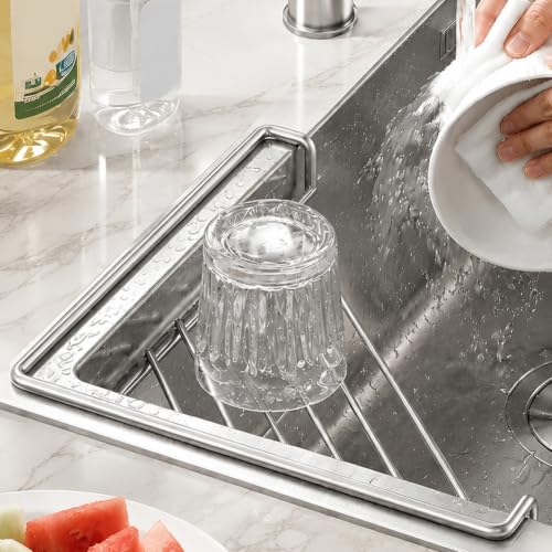 Corner Stainless Steel Dish Drying Rack for Kitchen Counter - 1pcs
