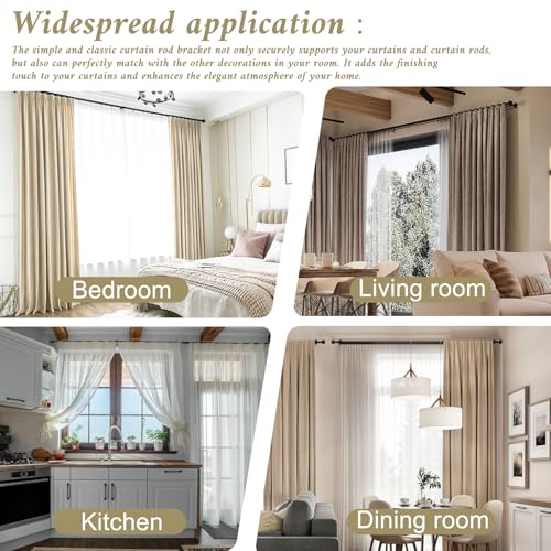 Heavy-Duty Double Hook Curtain Rod Holders 4pcs No Drilling Needed