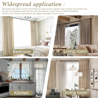 Heavy-Duty Double Hook Curtain Rod Holders 4pcs No Drilling Needed