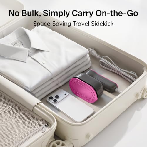 Pink 2-in-1 Handheld Clothes Steamer & Iron, 180° Rotatable Handle, Fast Heating, Portable Travel Steamer