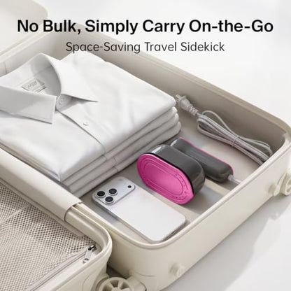 Pink 2-in-1 Handheld Clothes Steamer & Iron, 180° Rotatable Handle, Fast Heating, Portable Travel Steamer