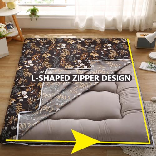 Japanese Floor Mattress Cover with Zipper 135x200cm Washable Futon Protector - E Variation