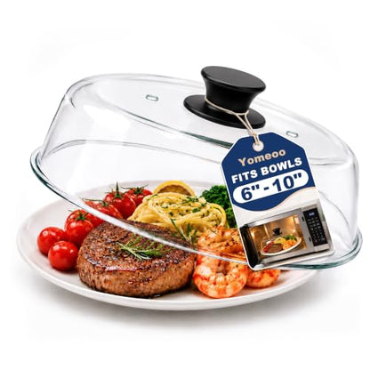 Glass Microwave Splatter Cover for Food 6-10 Inch - Borosilicate, Dishwasher Safe