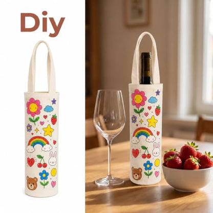 24 Pack Canvas Wine Bags with Handles - 20 Inch White Reusable Gift Tote