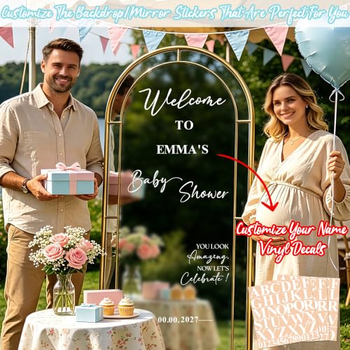 White Baby Shower Welcome Mirror Sign Decal - Custom Name Oh Baby Vinyl Lettering