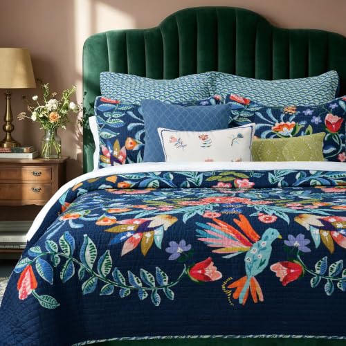 Danika Navy Quilt Set - King Reversible Cotton Bedding with Shams - Navy / Quilt - King/Cal King