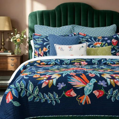 Danika Navy Quilt Set - King Reversible Cotton Bedding with Shams - Navy / Quilt - King/Cal King