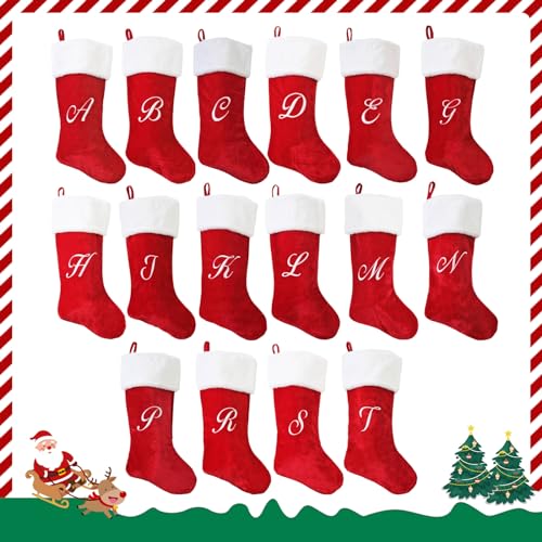 20 Inch Red Christmas Stockings with Letter - Festive Holiday Decor - Variation A
