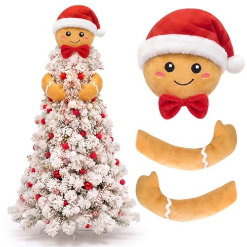 Gingerbread Christmas Tree Topper Plush 3-Piece Set Holiday Decor