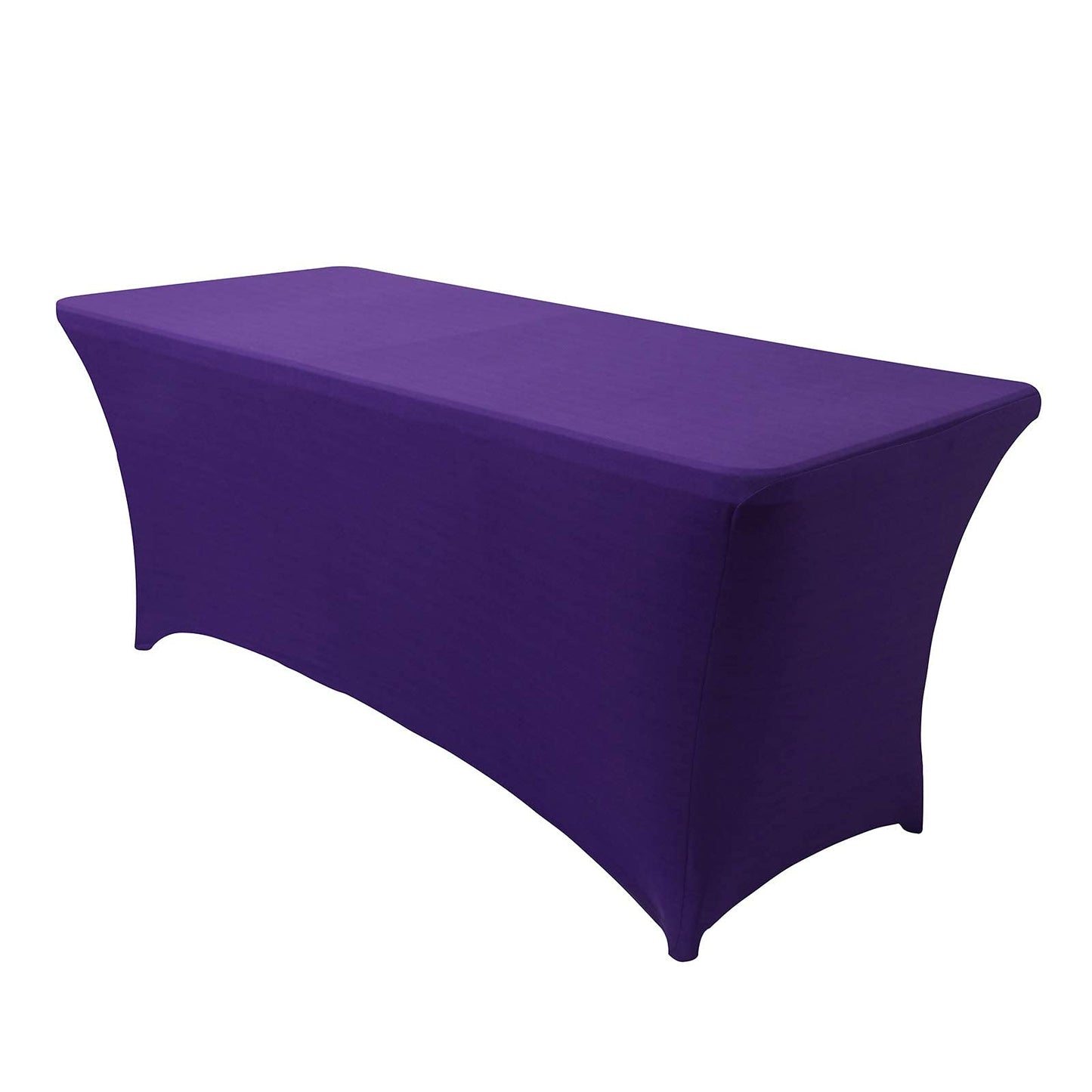 Obstal 6ft Spandex Table Cover for Standard Folding Tables - 2 Pack- Rectangular Fitted Tablecloth for Halloween Party Holiday Decorations, 72L x 30W x 30H Inches, Dark Purple