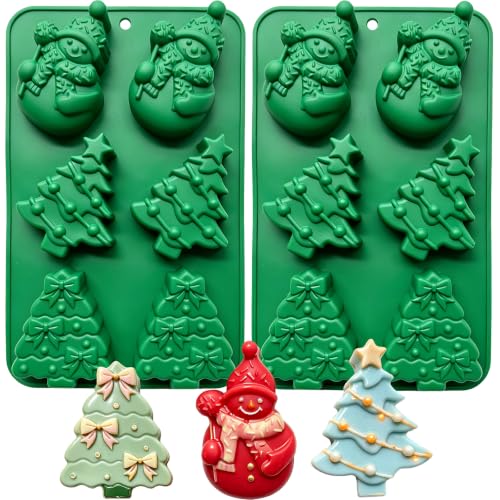 Christmas Snowman & Green Christmas Tree Silicone Molds for DIY Crafts