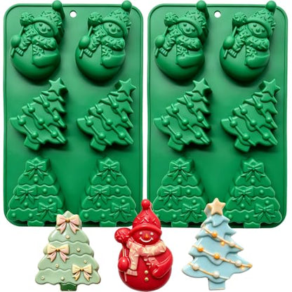 Christmas Snowman & Green Christmas Tree Silicone Molds for DIY Crafts