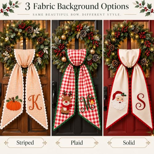 Halloween Striped Monogram Wreath Sash - Fall Front Door Decor