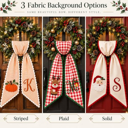 Halloween Striped Monogram Wreath Sash - Fall Front Door Decor