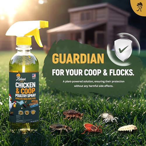 Pet Poultry Flea and Tick Spray - Mite, Lice, Flies Control for Chicken Coop 16oz